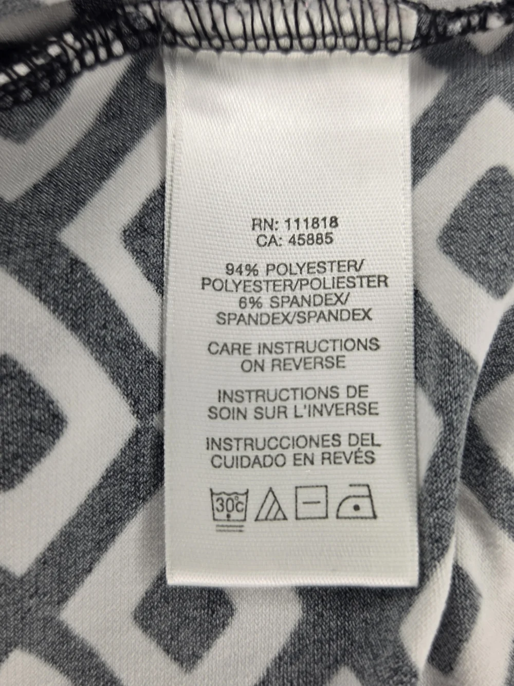 Michael Kors Black and White Geometric Sleeveless V-Neck Top Size Medium